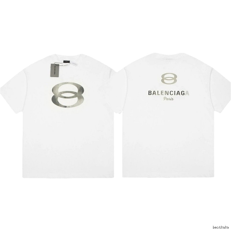 Balenciaga Double 8 Print Street Style White T-Shirt