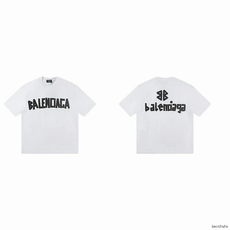 Balenciaga Double B Printed Street Style White T-shirt