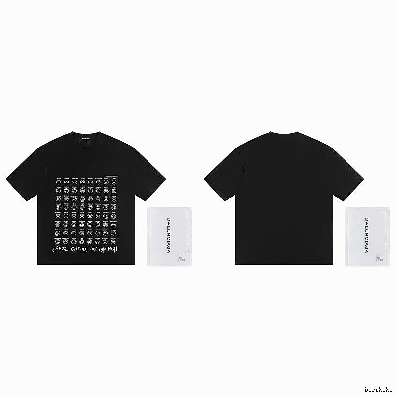 Balenciaga Emoji Printed Street Style Black T-Shirt