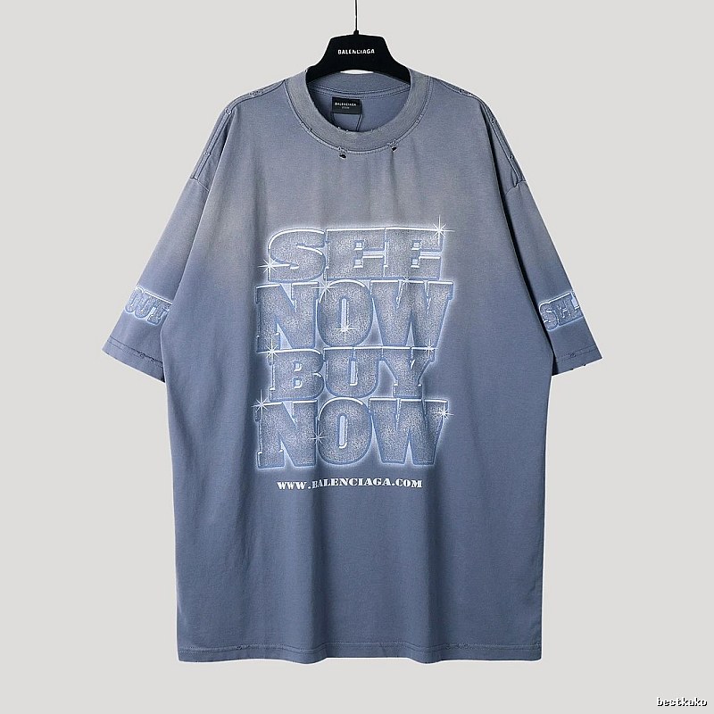 Balenciaga letter grey short-sleeve