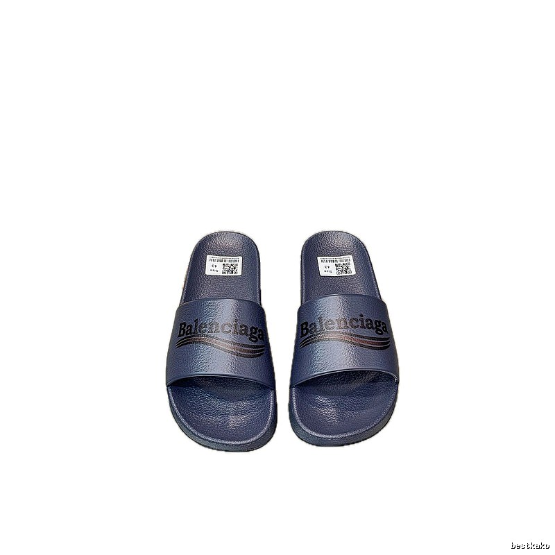 Balenciaga Letter Print Casual Style Navy Blue Slides