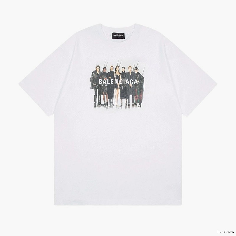 Balenciaga Trendy and Cool Style Portrait Print White T-shirt