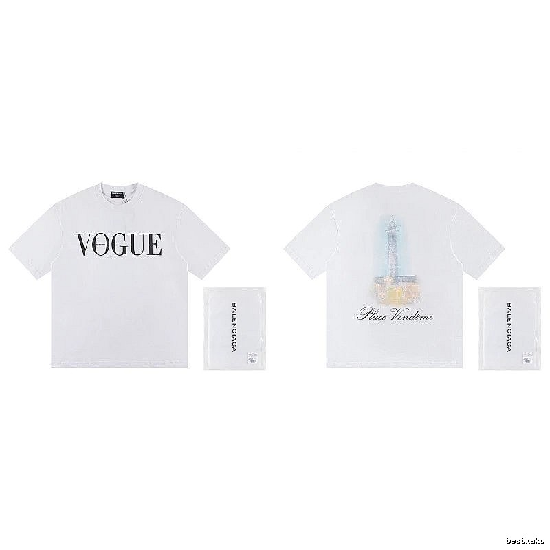 Balenciaga VOGUE Printed Trendy White T-Shirt
