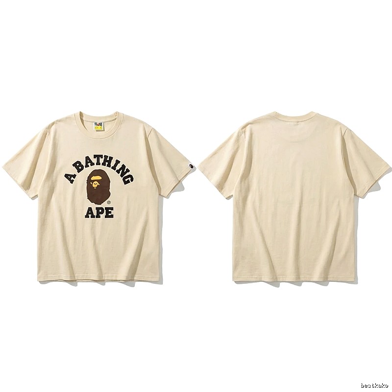 Bape Ape Head Minimalist Style Beige T-shirt