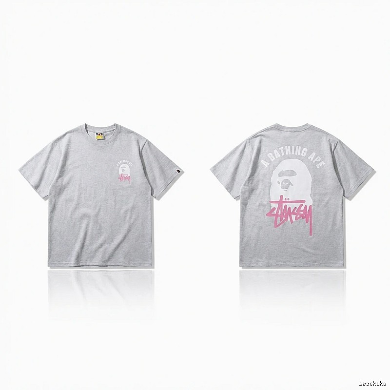 Bape Ape Head Trendy and Cool Style Gray T-shirt