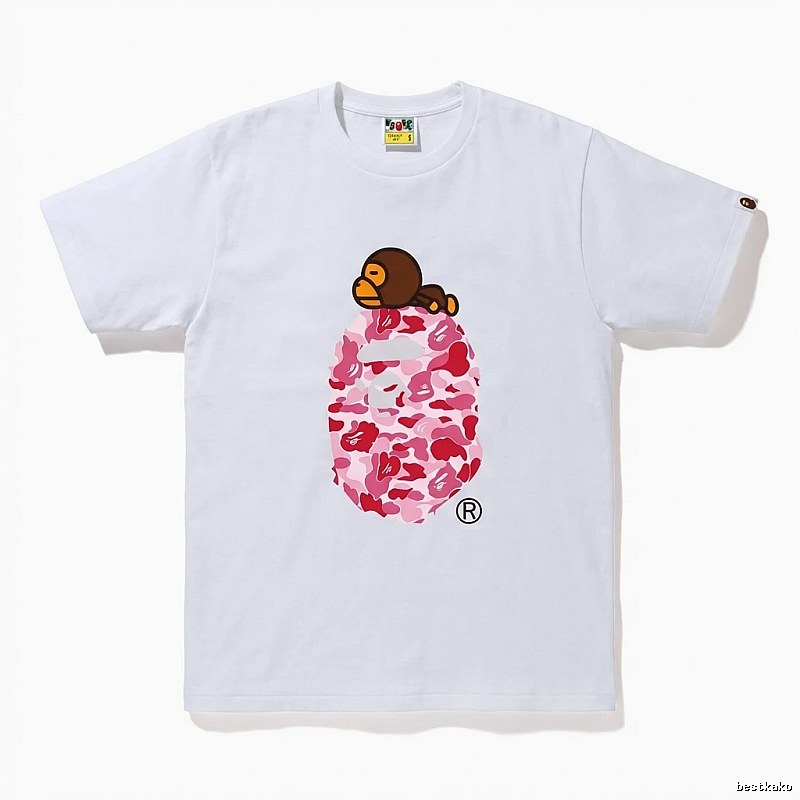 Bape camouflage cartoon-style white T-shirt