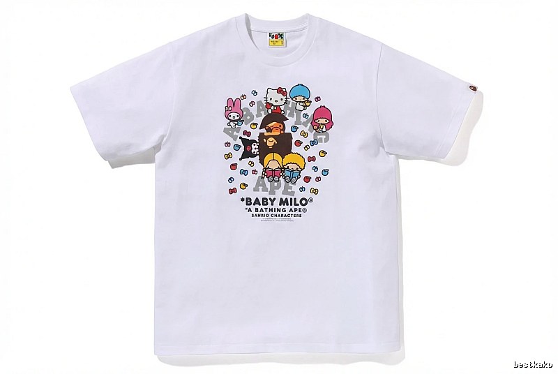 Bape cartoon - printed white T - shirt