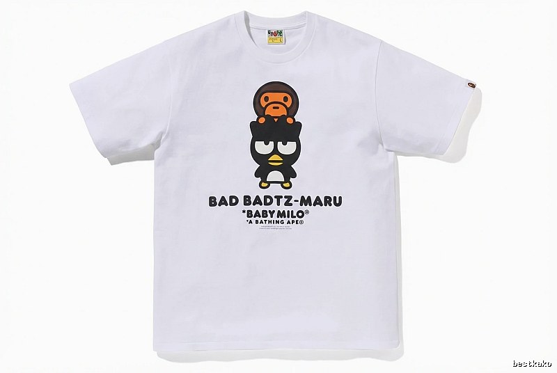 Bape cartoon - printed white T - shirt