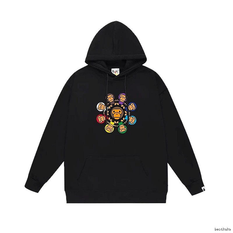 Bape Colorful Ape Style Black Hoodie