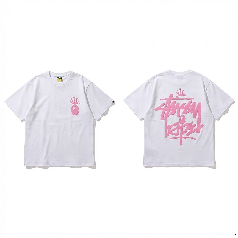 Bape Crown Graffiti Style White T-shirt