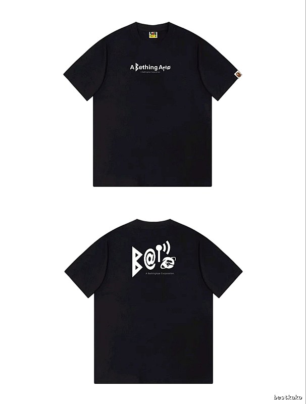 Bape letter - printed short - sleeved black T - shirt