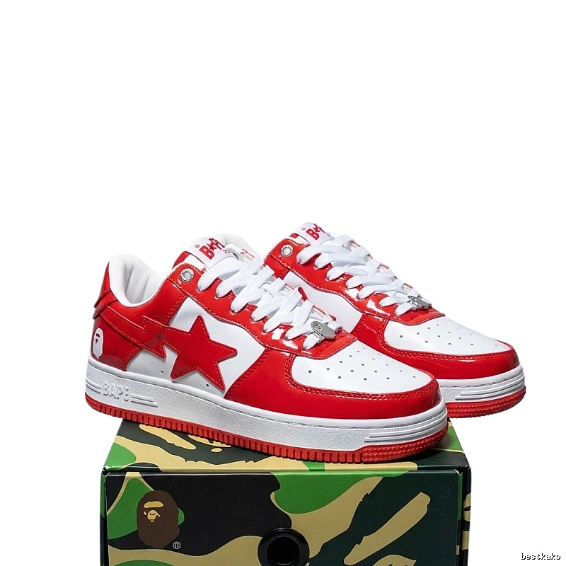 Bape Red and White Trendy Sports Shoes