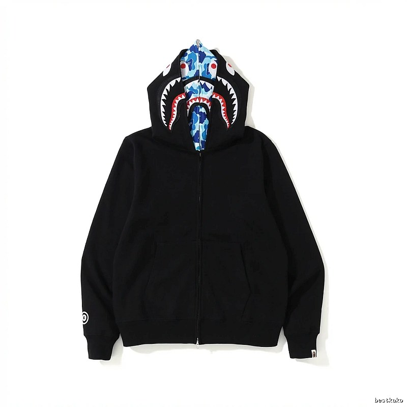 Bape Shark Head Print Black Hoodie