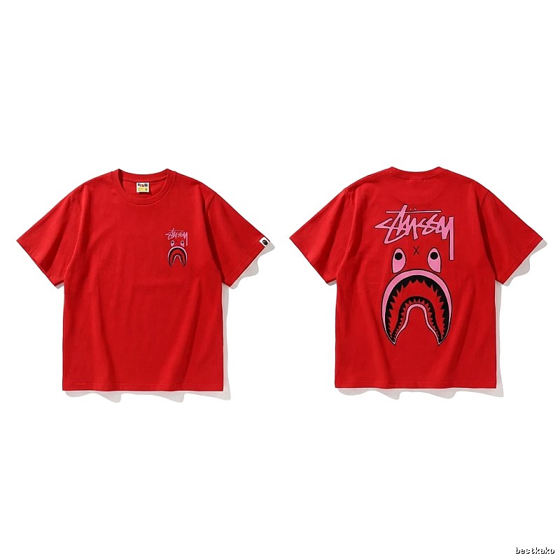 Bape Shark Series Red Trendy T - shirt.