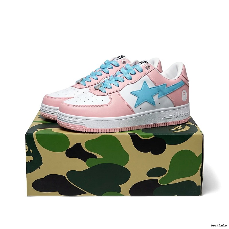 Bape Star Pink and White Casual Shoes