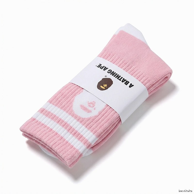 Bape striped cute style pink socks