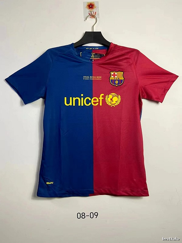 Barcelona Logo Detail Retro soccer jersey Blue Red Barcelona with Relaxed Feel