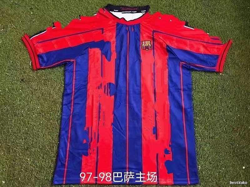 Barcelona Monogram Retro soccer jersey Blue Red Barcelona for Casual Outfits