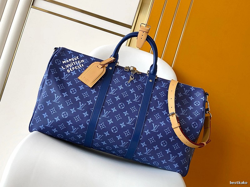 Blue Monogram Louis Vuitton Duffel Duffel Bag for Daily Rotation