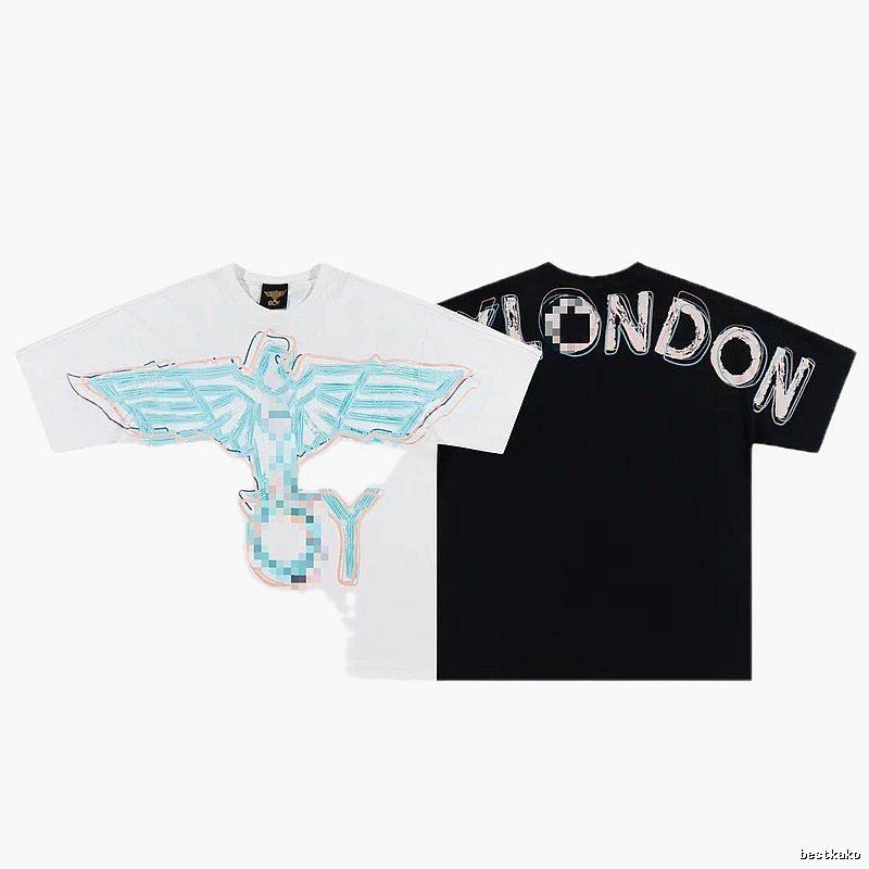 BOY Flying Eagle Graffiti Street Style Two-Tone Short Sleeve T-Shirt