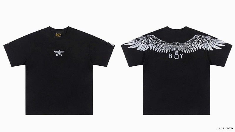 BOY Wing Print Street Style Black Short-sleeve T-shirt