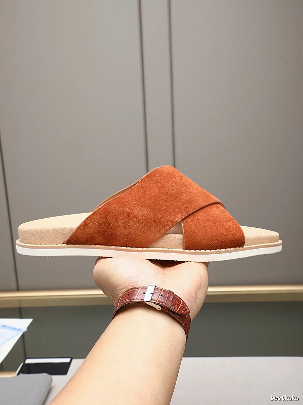 Brunello Cucinelli Casual-style Caramel Brown Slide Sandals