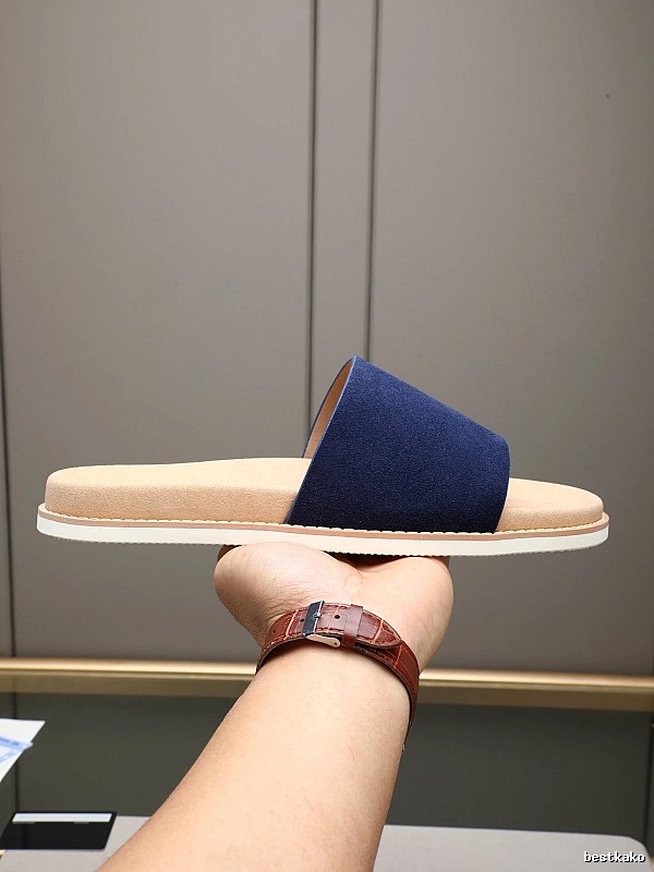 Brunello Cucinelli Casual-style Navy Blue Slides