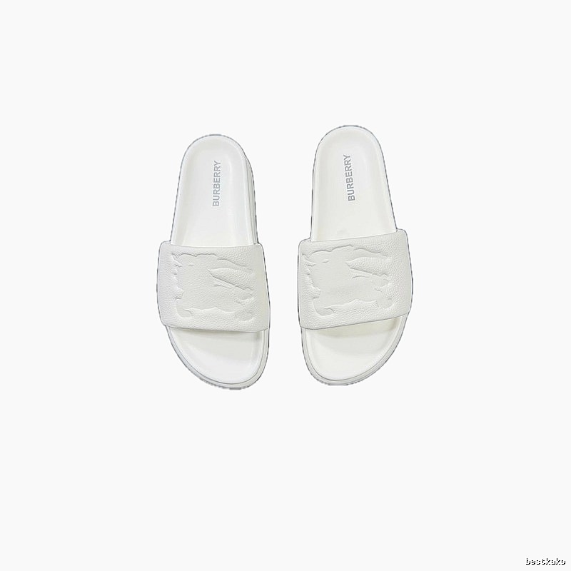 Burberry Embossed Equestrian Knight Minimalist White Slides