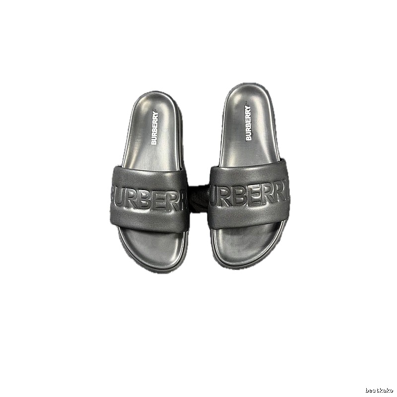 Burberry Embossed Minimalist Style Black Slide Sandals