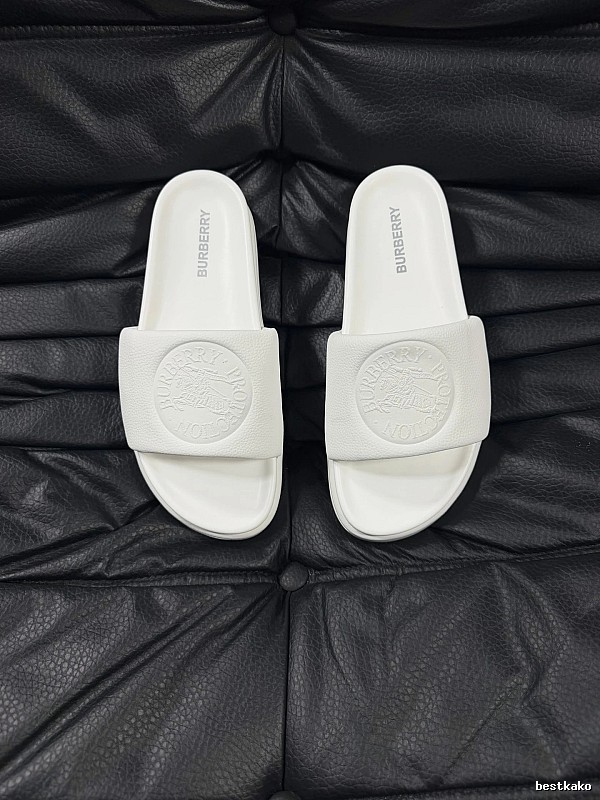 Burberry Embossed Warhorse Minimalist Style White Slides
