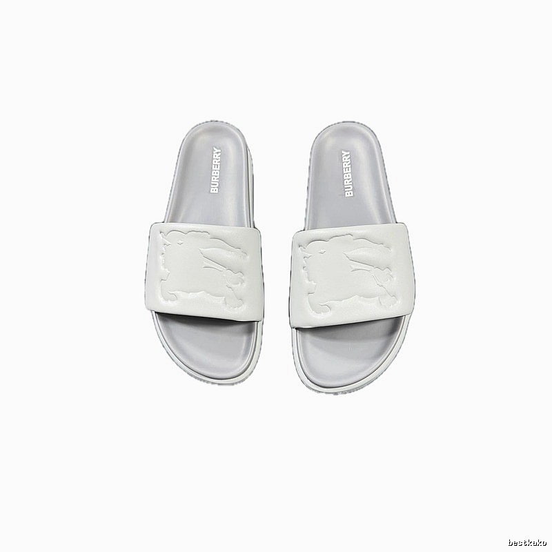 Burberry Equestrian Knight Light Luxury Style Light Grey Slides