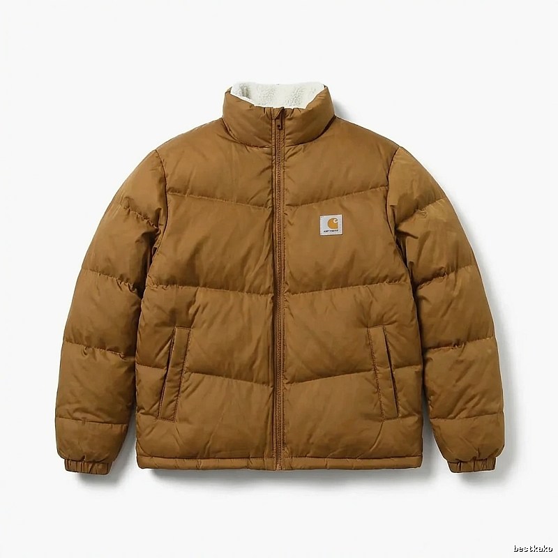 Carhartt workwear style khaki cotton-padded jacket