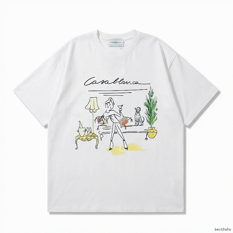 Casablanca Hand-painted Style White T-shirt