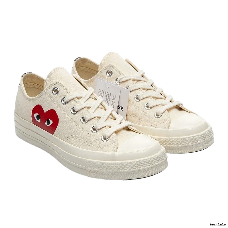 CDG Love Series Minimalist Style White Shoes