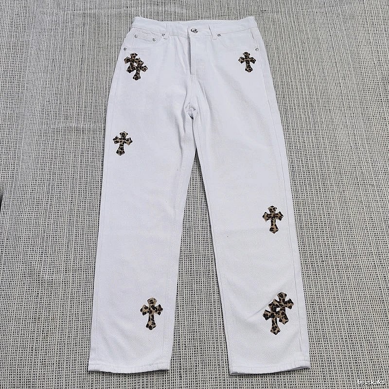 Chrome Hearts Classic Cross patch jeans White Jeans Black for Daily Styling