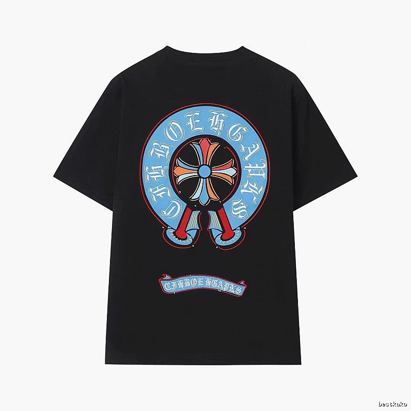 Chrome Hearts Colorful Cross Trendy Cool Style Black Short-sleeve T-shirt
