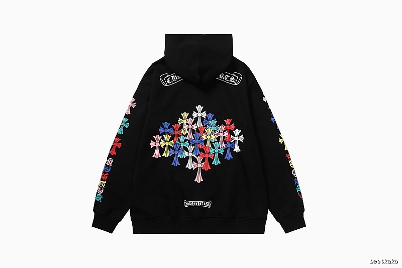 Chrome Hearts Compact Cross graphic hoodie Black Blue Cross for Sport-Inspired Styling