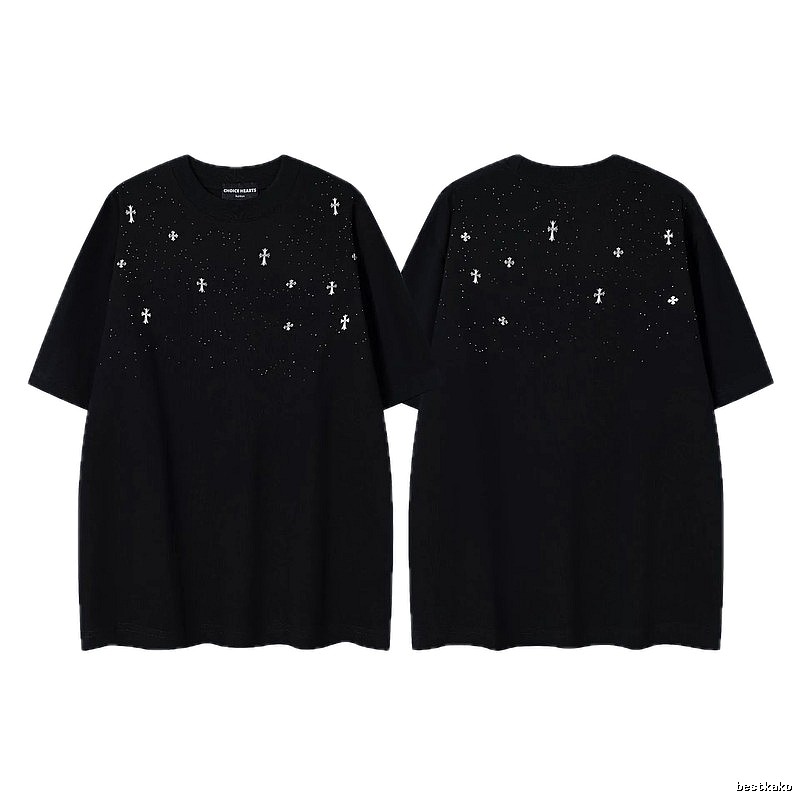 Chrome Hearts Cross Embroidered Street Style Black Short-sleeve T-shirt