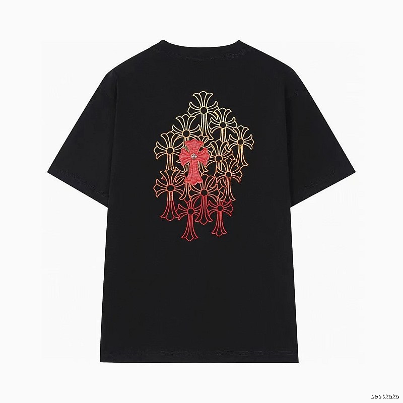 Chrome Hearts Cross Embroidered Street Style Black T-Shirt