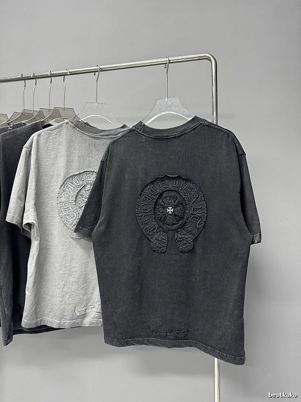 Chrome Hearts Cross-Embroidered Vintage Style Black T-Shirt