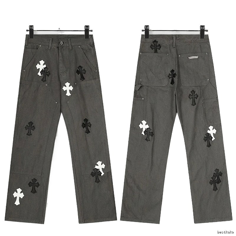 Chrome Hearts Cross Workwear Style Grey Pants