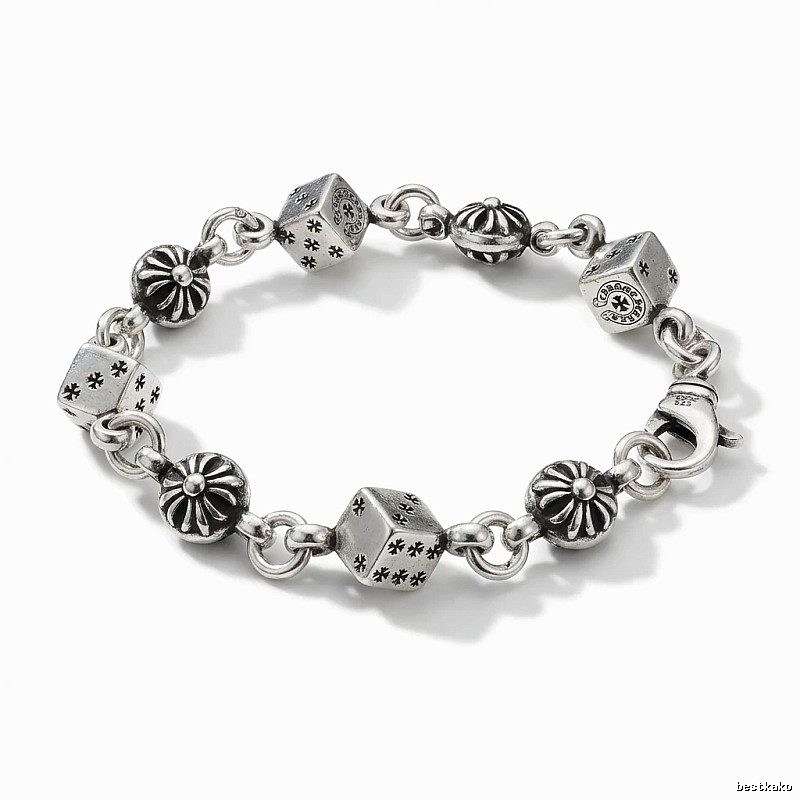 Chrome Hearts Dice Retro Style Silver Bracelet