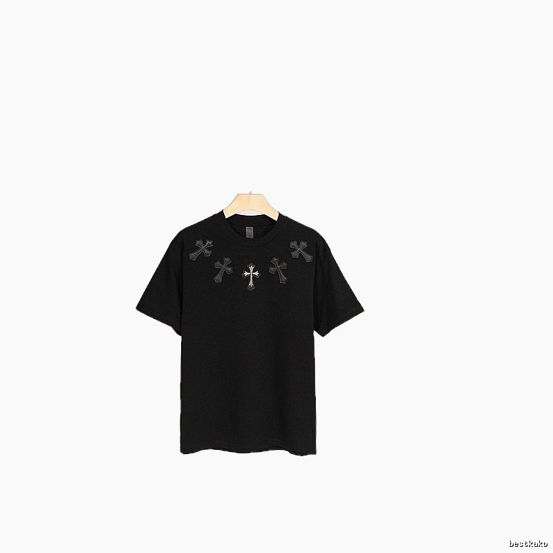 Chrome Hearts Gothic Style Cross Patch Black T-Shirt