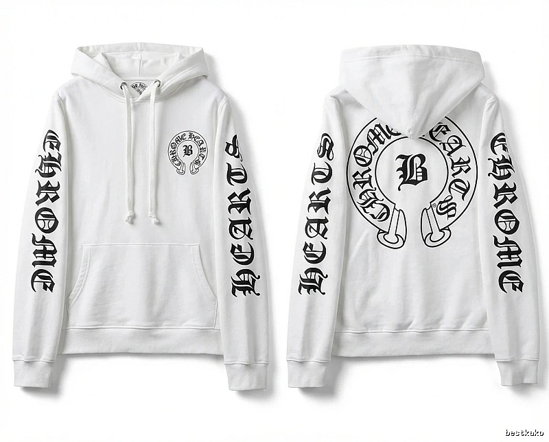 Chrome Hearts Gothic-style white hoodie