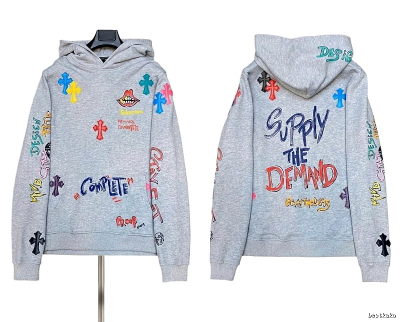 Chrome Hearts Graffiti Style Grey Hoodie