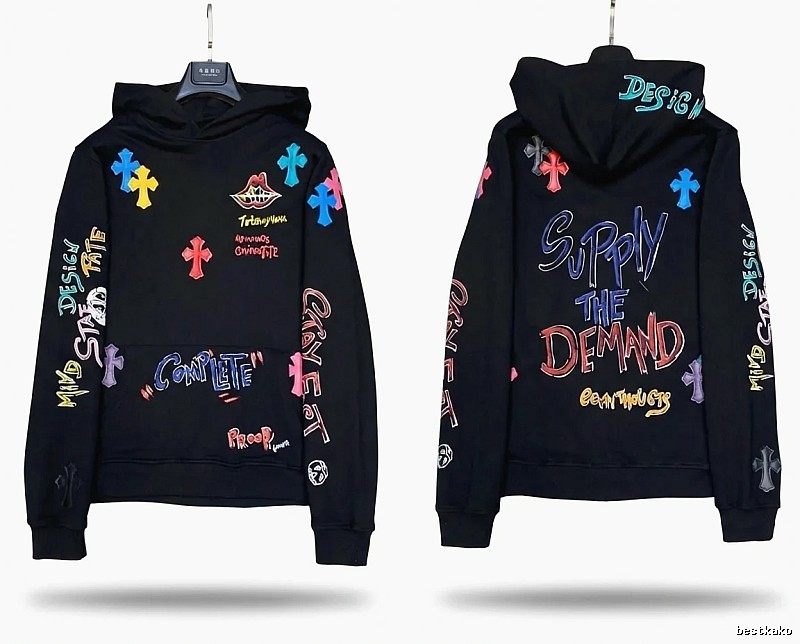 Chrome Hearts Graffiti Trendy Black Hoodie