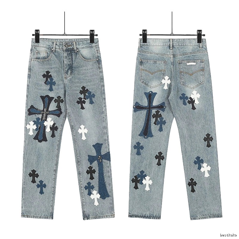 Chrome Hearts Lightweight Graphic jeans Light Denim Jeans for Trend Styling