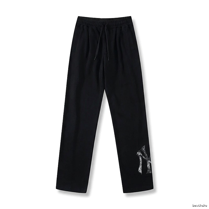 Classic trendy brand black trousers of MLB