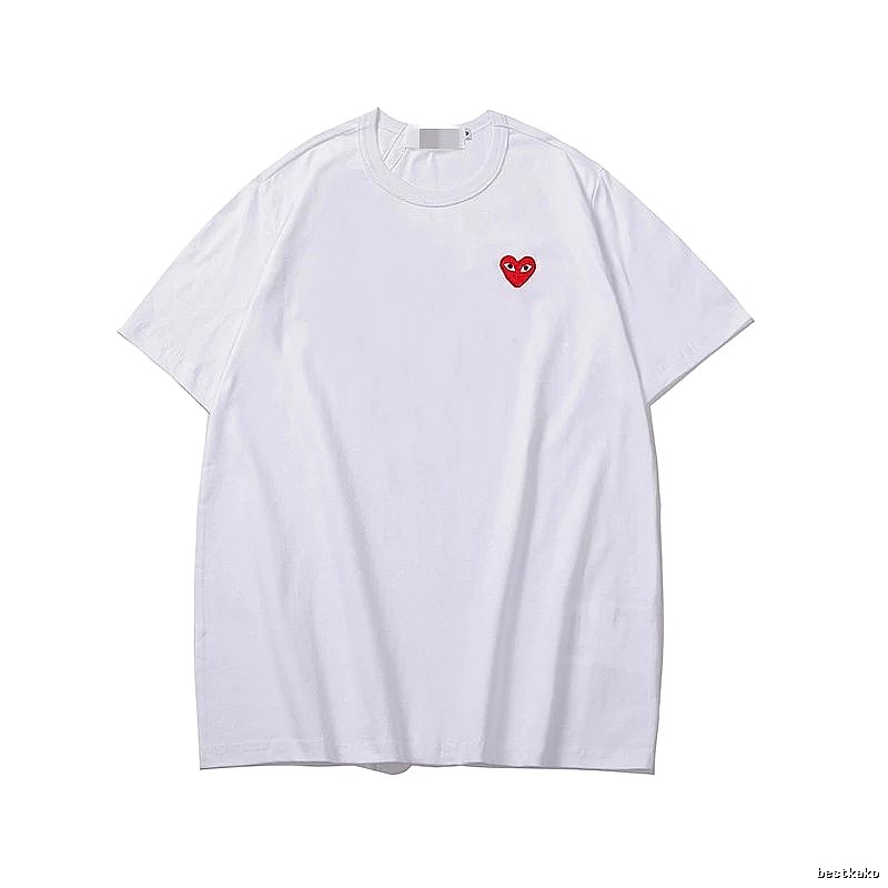 Comme des Garcons PLAY 2020-27 White Style 2027 Heart Logo T-Shirt Travel Styling