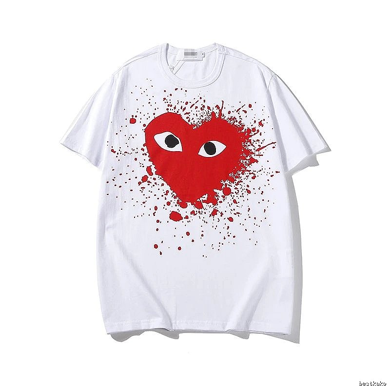 Comme des Garcons PLAY 2023-15 White Style 2315 Heart Logo T-Shirt Easy Pairing
